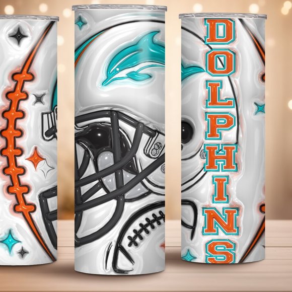 Miami Dolphins Tumbler, Dolphin Sublimation Tumbler, American Football Cup Gifts - Picture 3 of 4